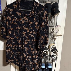 Floral Black and Brown Shirt